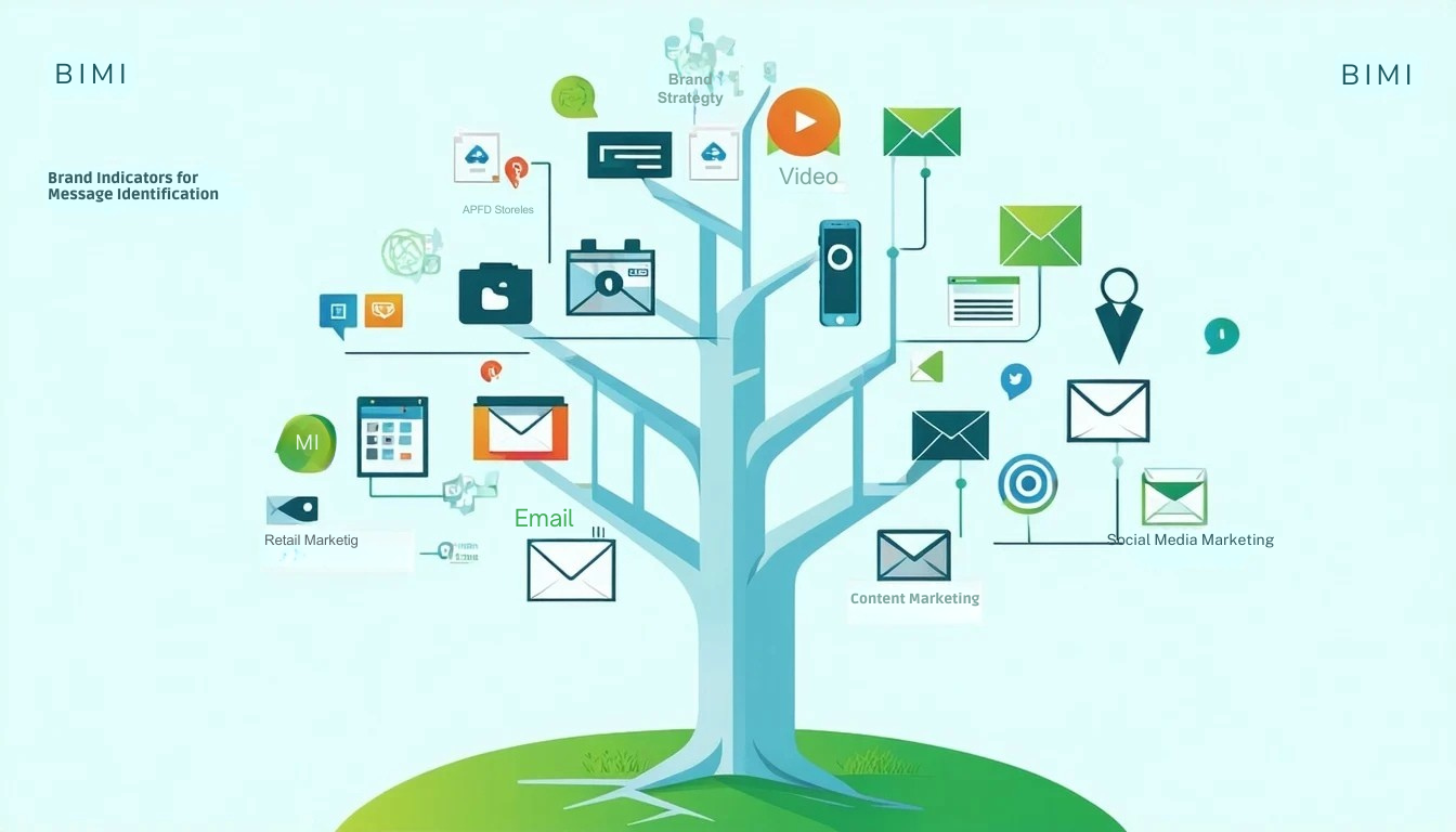 BIMI ali Brand Indicators for Message Identification služi kot temeljno deblo drevesa trženjske strategije, ki zagotavlja trden okvir za prepoznavnost blagovne znamke in zaupanje v digitalne komunikacije.